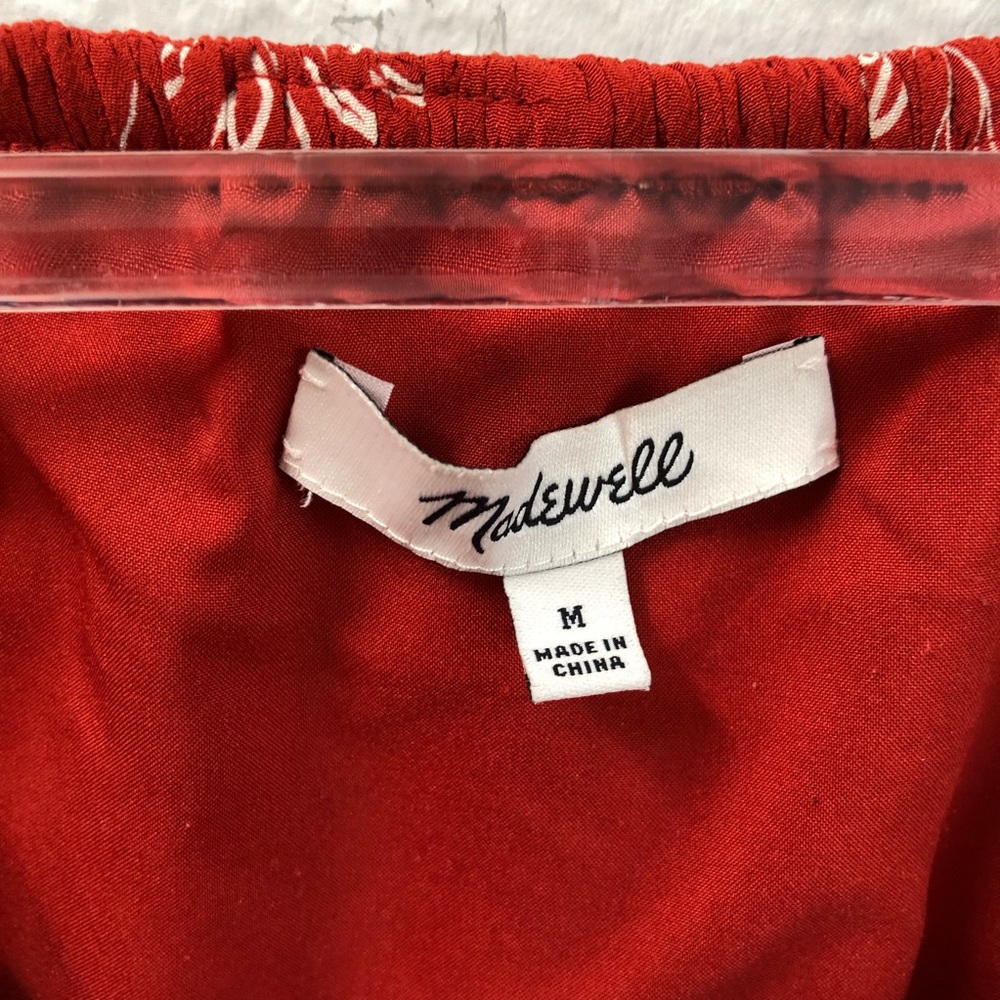 Madewell Silk Off Shoulder Dress Palmflower Medium - Picture 5 of 7